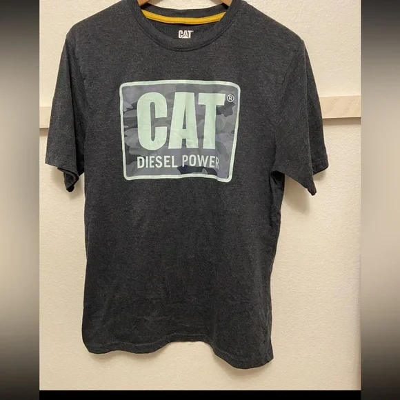 CAT Shirts Caterpillar Cat Logo Diesel Power Mens Tshirt Gray